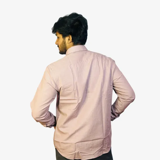 Men's Dusty Pink Cotton Shirt – Full Sleeve Regular Fit Button-Down Casual & Office Wear Shirt